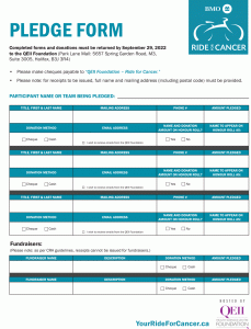 Pledge Form- Ride for Cancer 2022